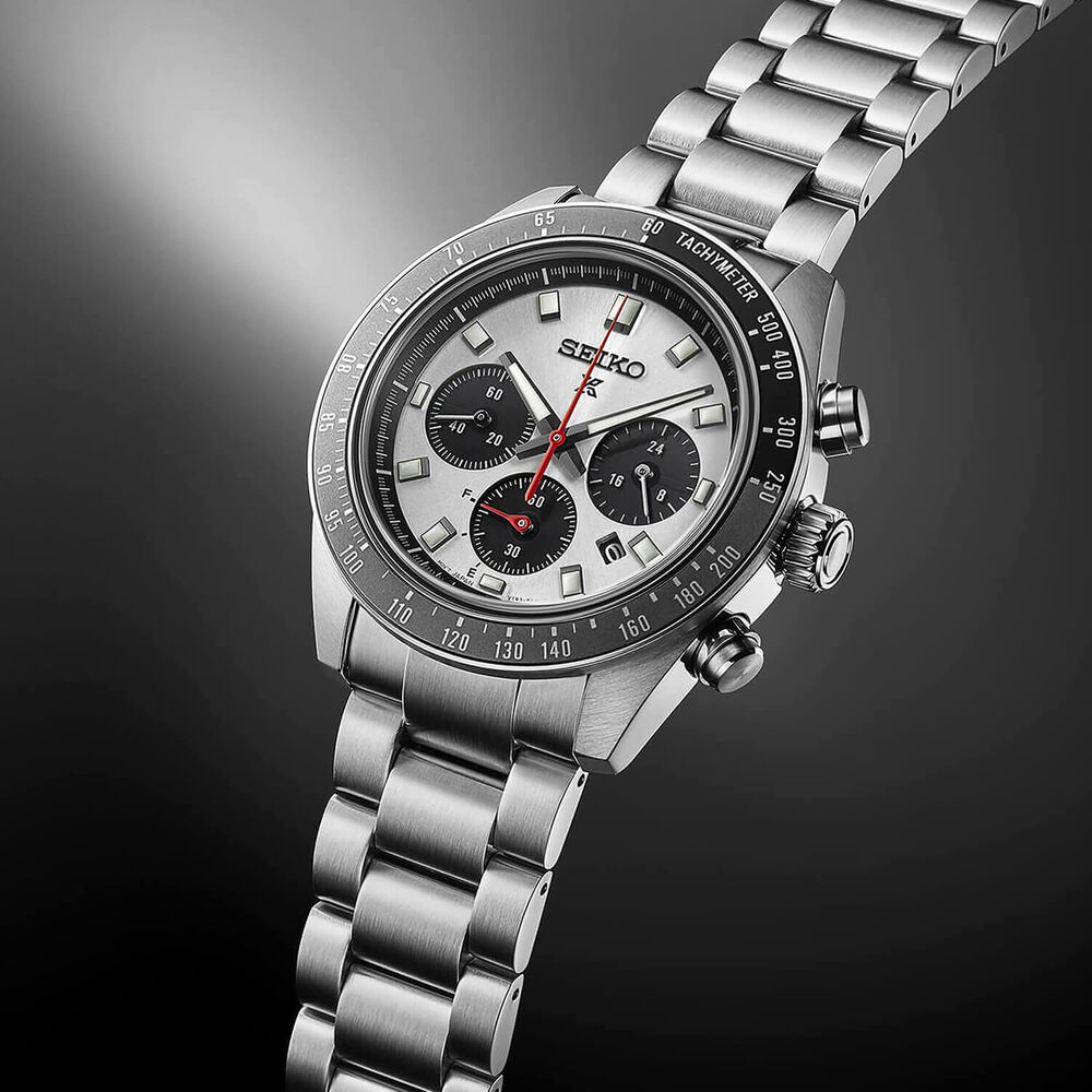 Seiko Prospex Speedtimer 41.4mm Solar Chronograph Black & Grey Bezel Watch image number 2