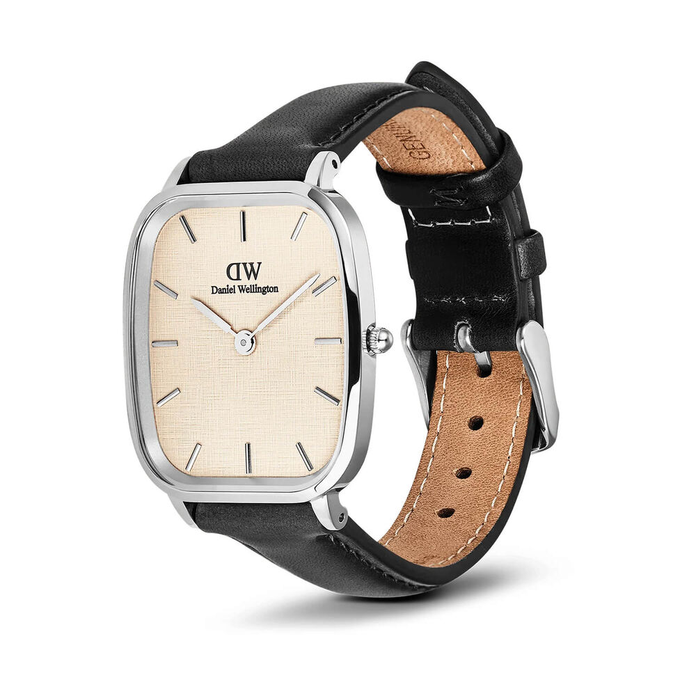 Daniel Wellington Marlon Sheffield Linen Silver 32x36.3mm Dial Leather Strap Watch image number 2