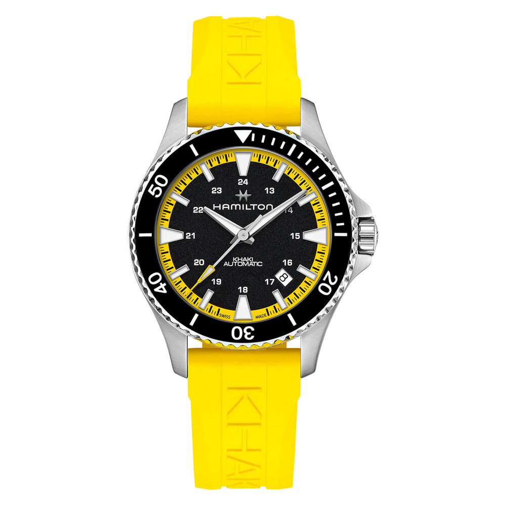 Hamilton Khaki Navy Scuba 40mm Black Dial & Bezel Yellow Rubber Strap Watch image number 0