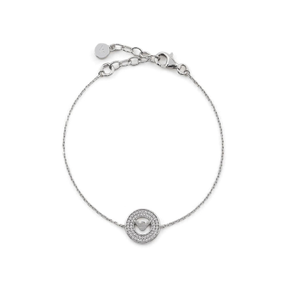 Emporio Armani Sterling Silver Cubic Zirconia Eagle Logo Bracelet image number 0