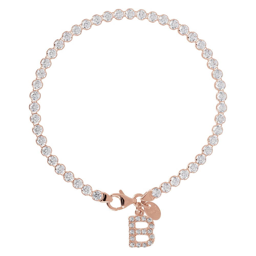 Bronzallure Tennis Gemstone With Charm Initial B Bracelet