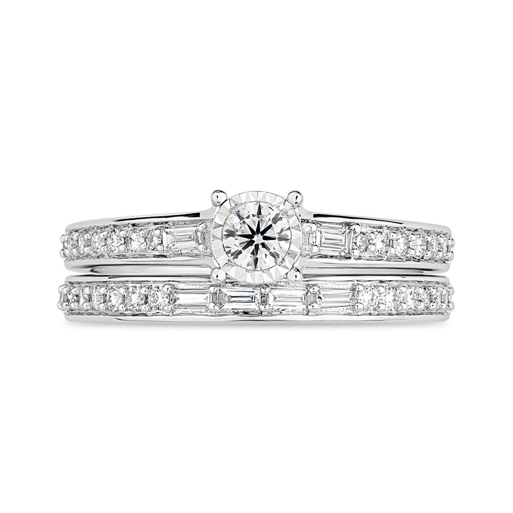 18ct White Gold 0.50ct Diamond Bridal Ring Set image number 1