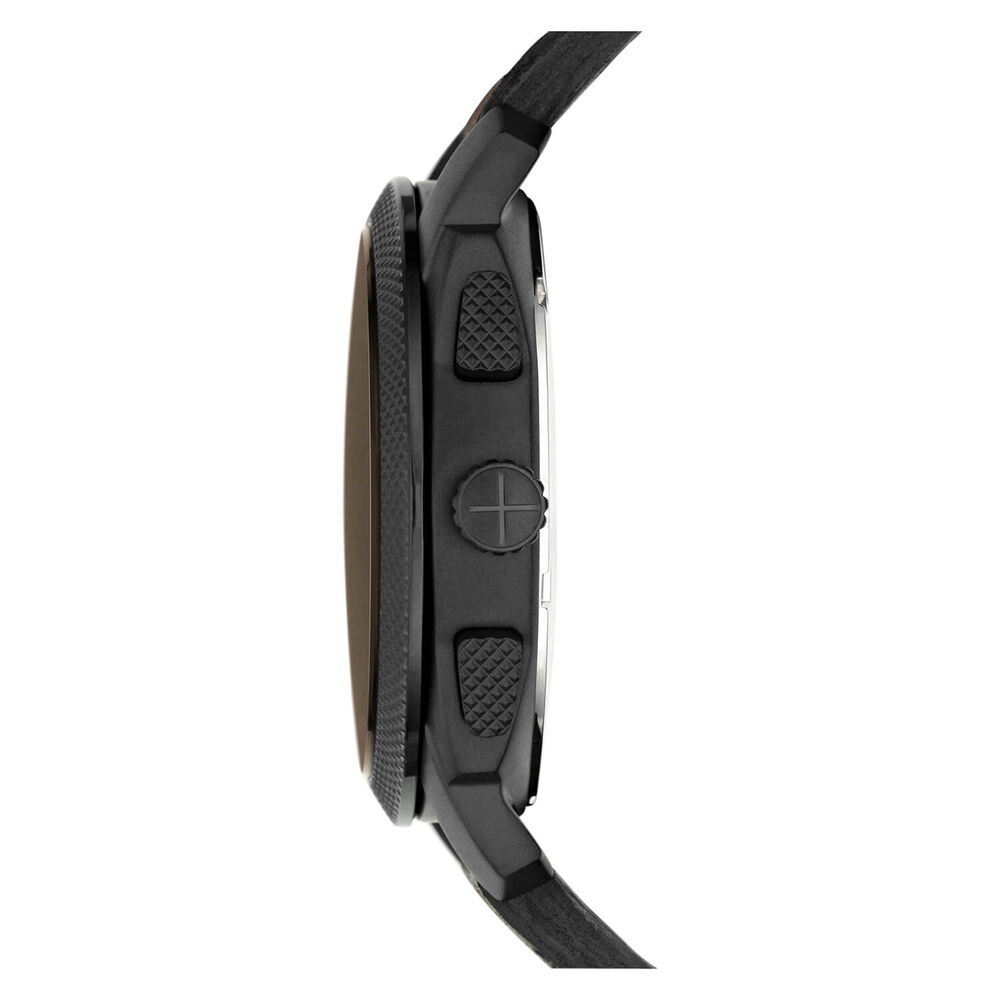 Fossil Machine 42mm Black Chronograph Dial Black PVD & Steel Case Brown Leather Strap Watch image number 3