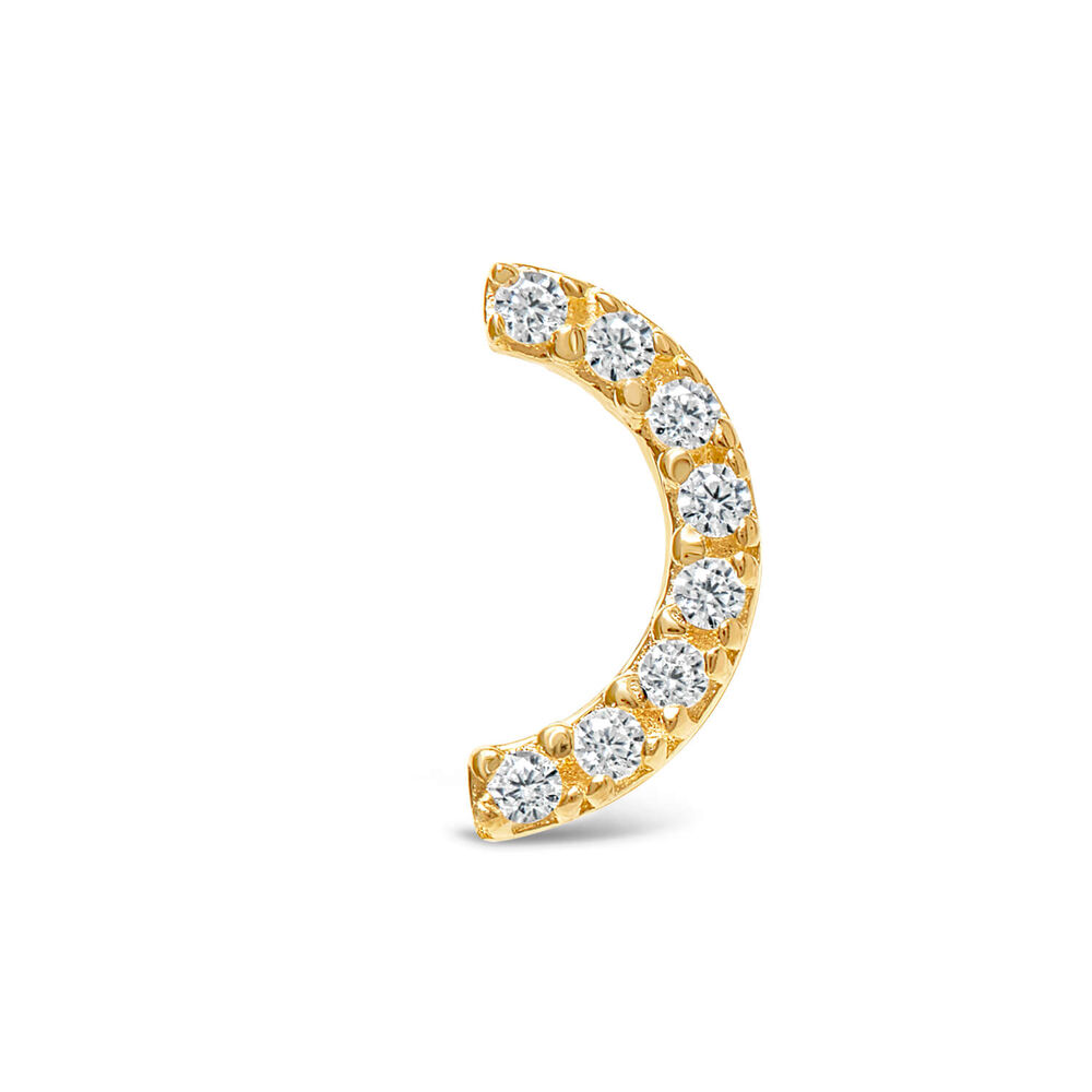 9ct Yellow Gold Cubic Zirconia Set Half Moon Single Stud Earring