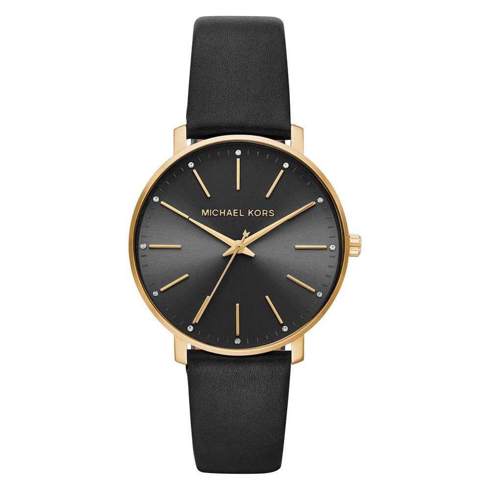 Michael Kors Pyper Black/Gold Dial Black Strap Watch