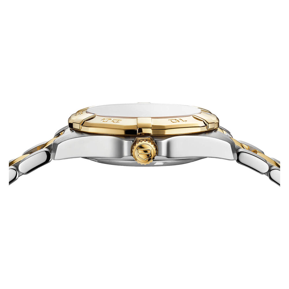 TAG Heuer Aquaracer 32mm Mother Of Pearl Dial Yellow Gold Plated Case Bracelet Watch image number 2