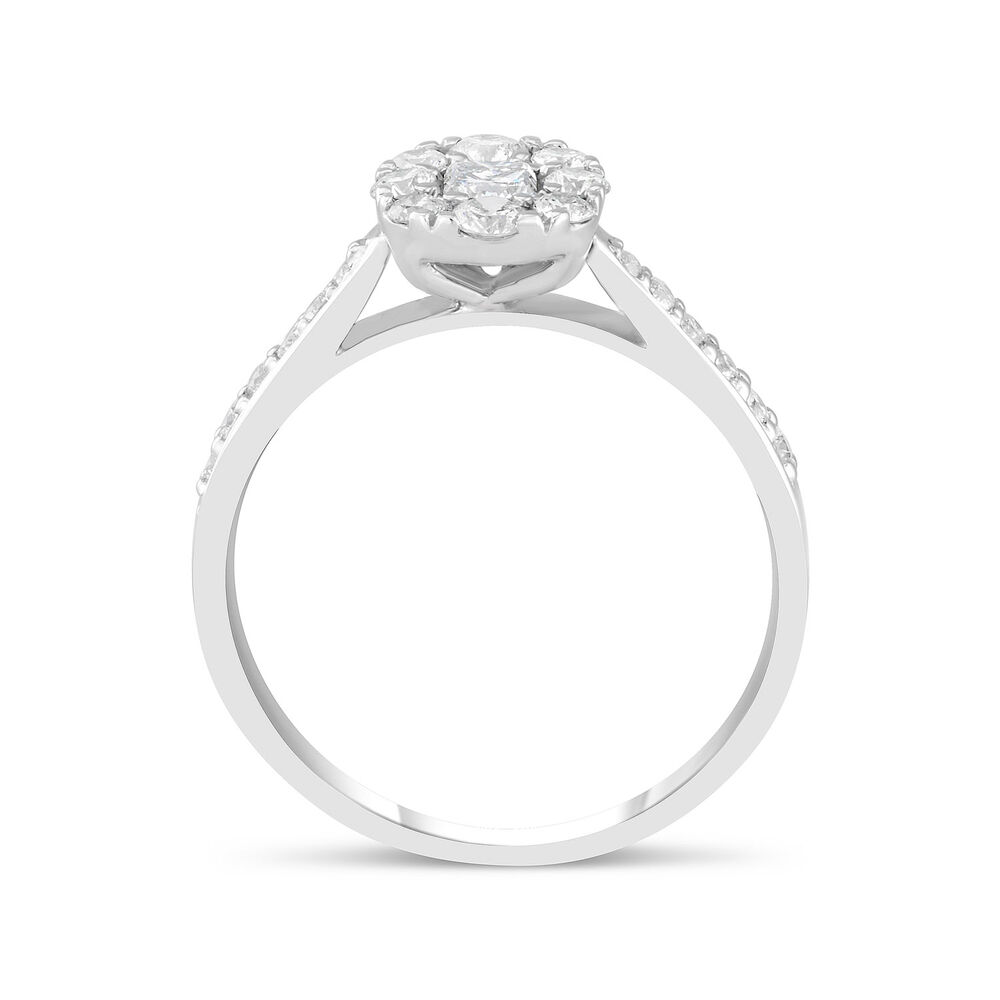 18ct White Gold Princess Cut Centre with Halo 0.65 Carat Diamond Engagement Ring image number 2