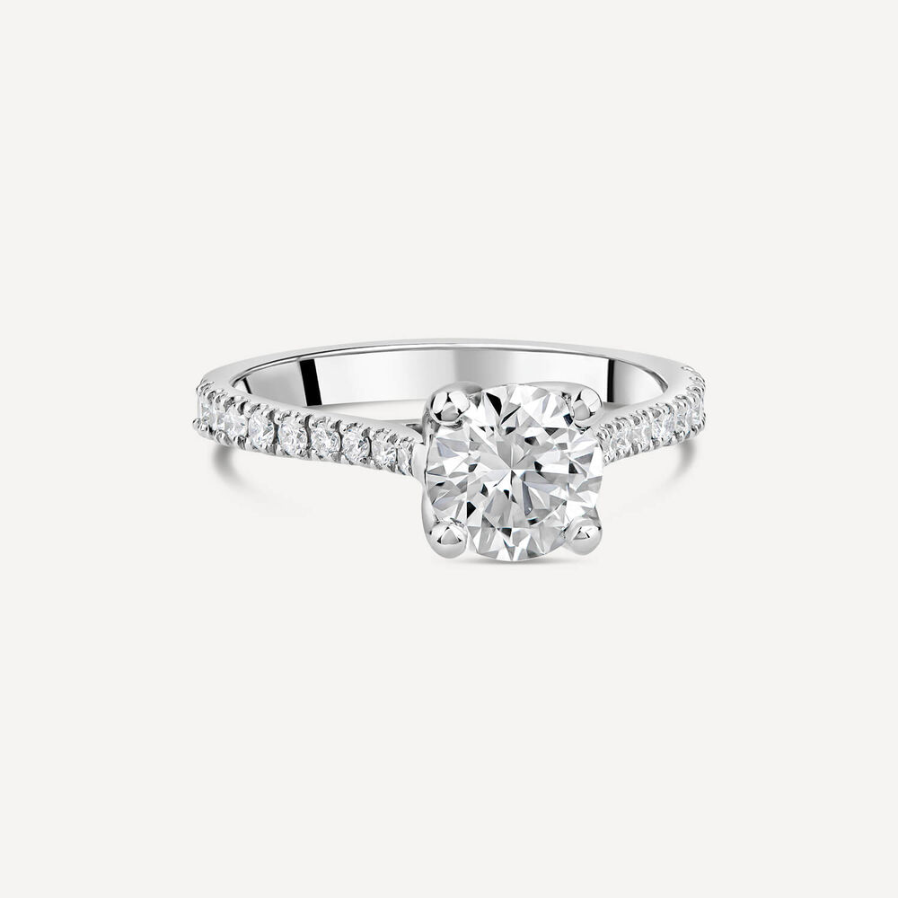 Born Platinum Lab Grown 1.20ct Round Brilliant Solitaire & Diamond Sides Ring image number 2