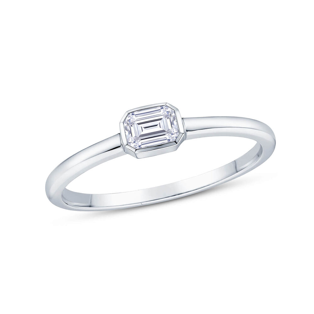 Born Contour 9ct White Gold 0.25ct Emerald Lab Grown Diamond Bezel Set Ring