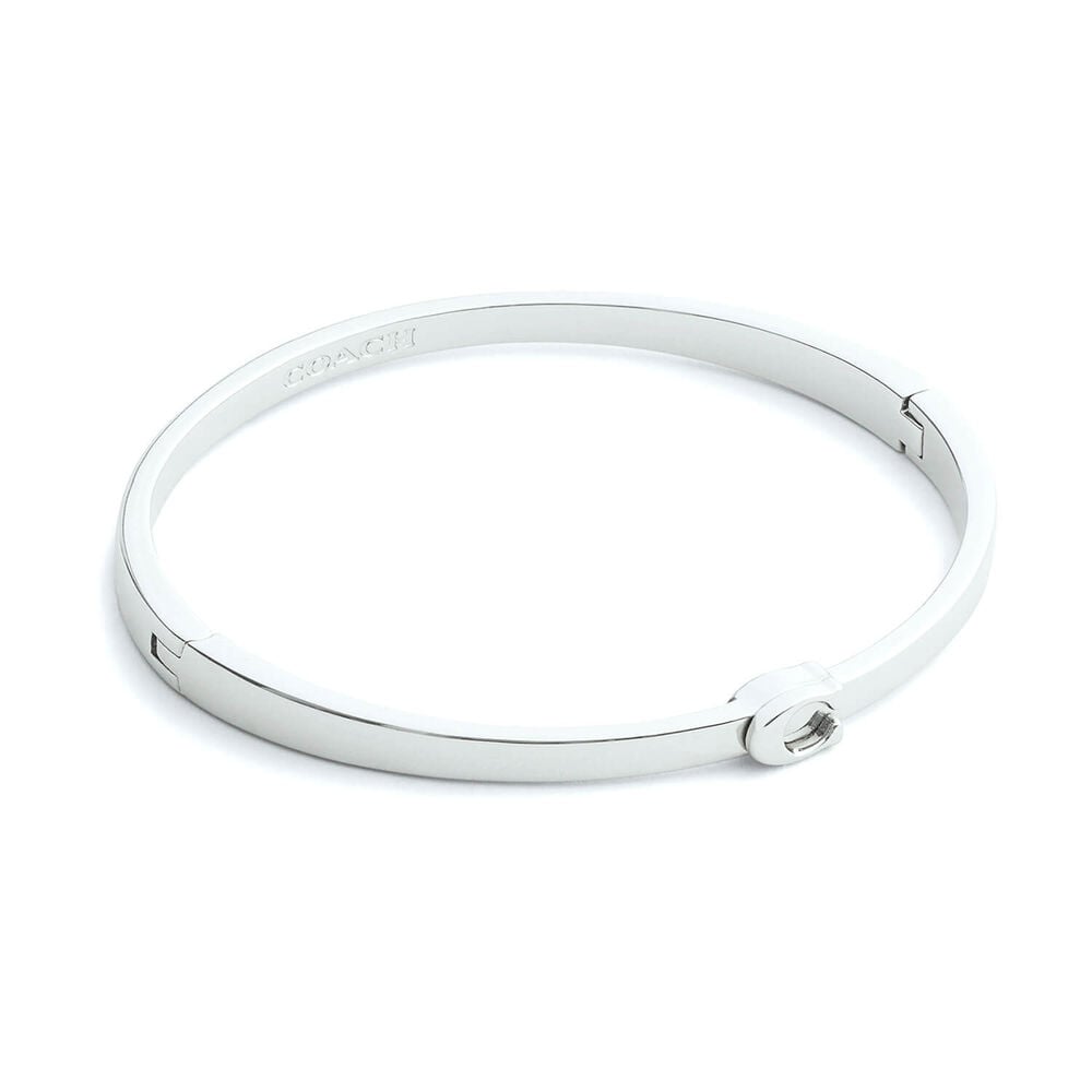 Coach Silver Tone Brass Signature C Bangle Bracelet