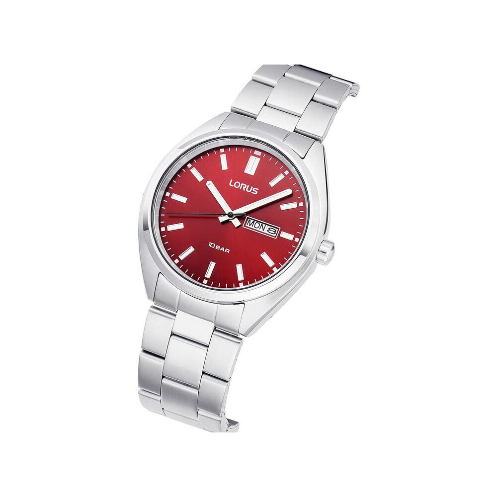 Lorus Quartz Gents 41mm Red Gradation Dial Steel Bracelet Watch image number 1