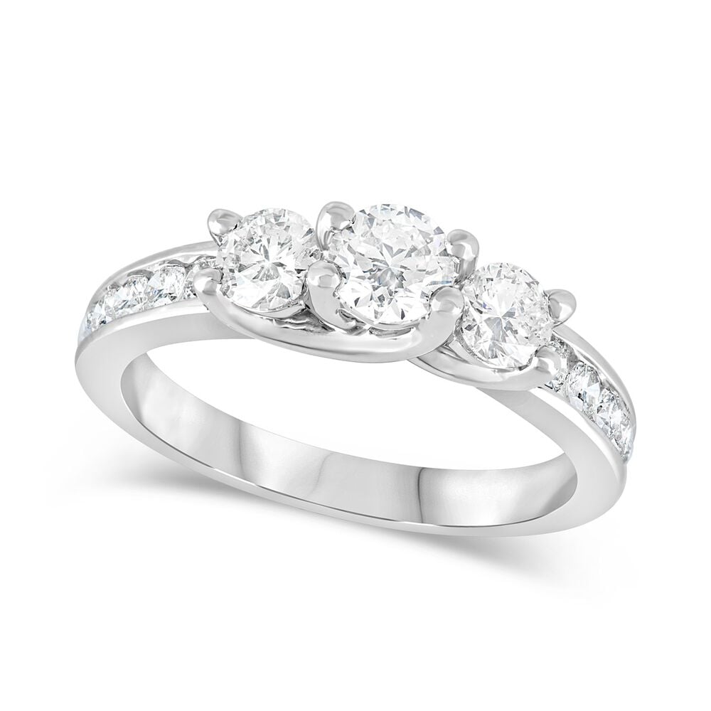 Special Price - 18ct White Gold 1.00ct Diamond Shoulders Trilogy Ring image number 0
