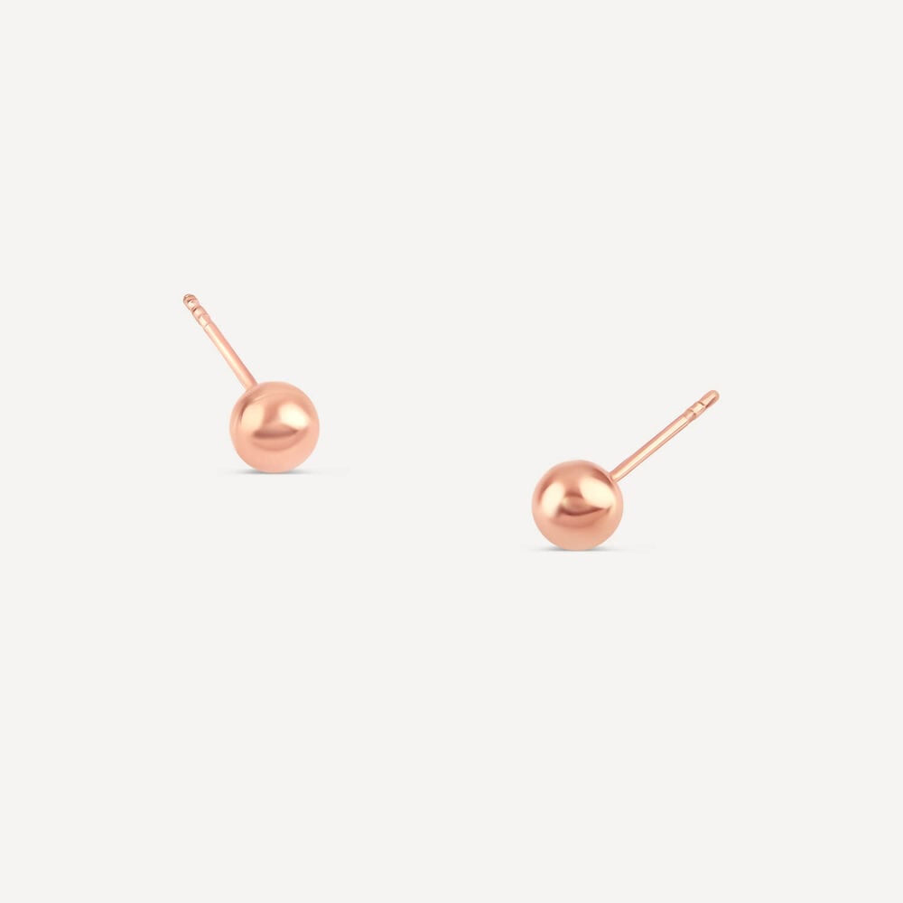 9ct Rose Gold 5mm Ball Stud Earrings image number 1