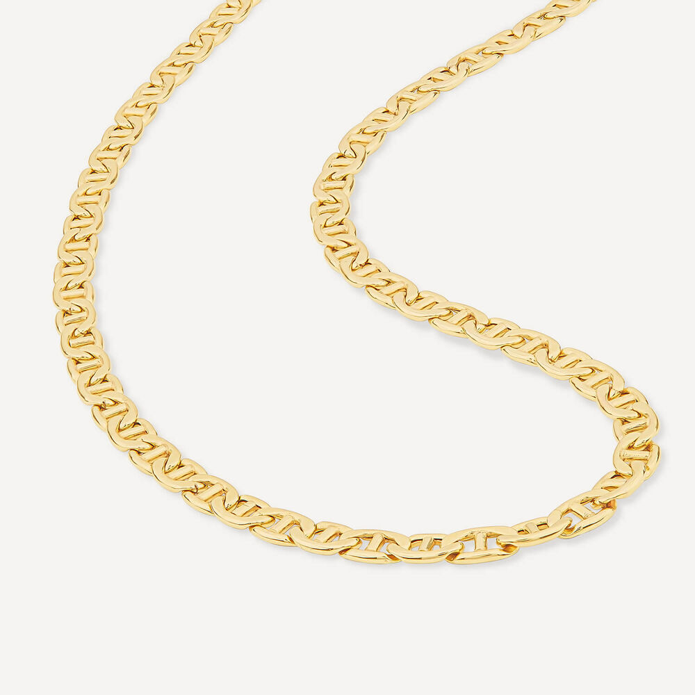9ct Yellow Gold Bevelled Marine Chain Bracelet image number 3