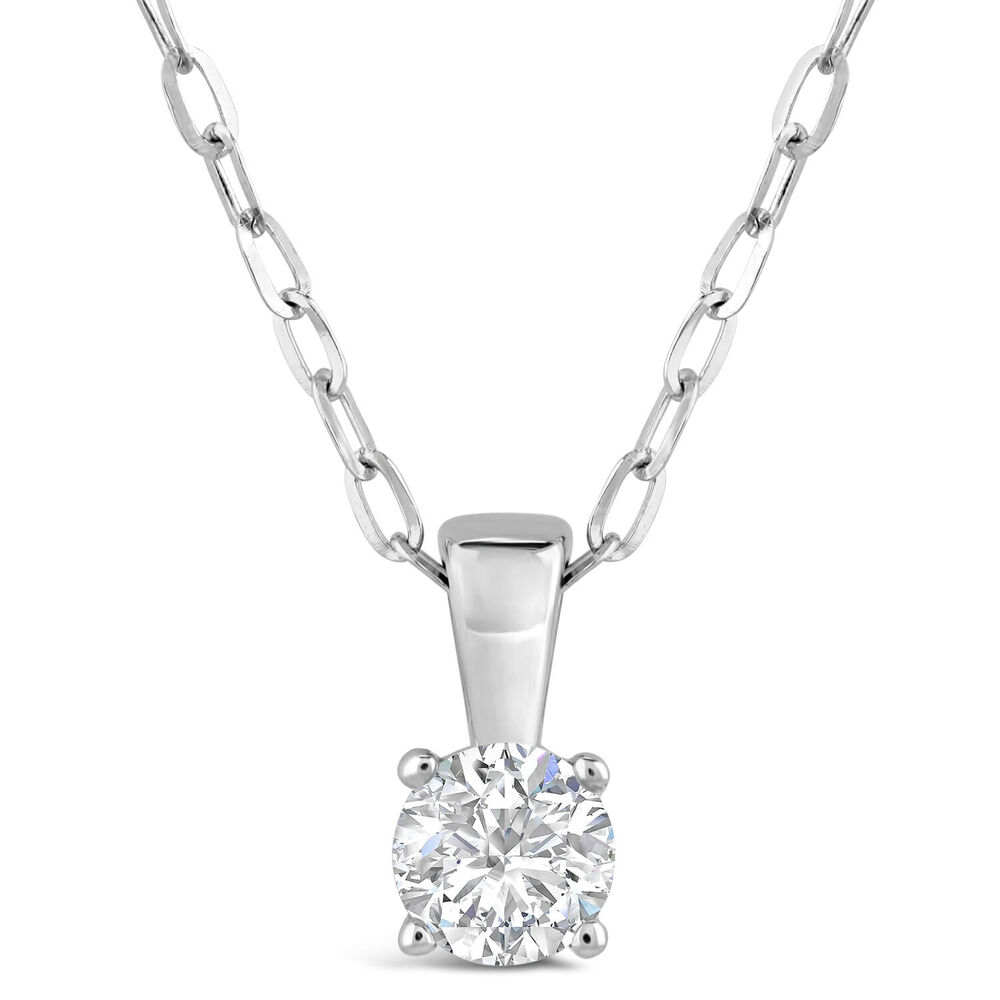 9ct White Gold Four Claw Diamond 0.25ct Pendant