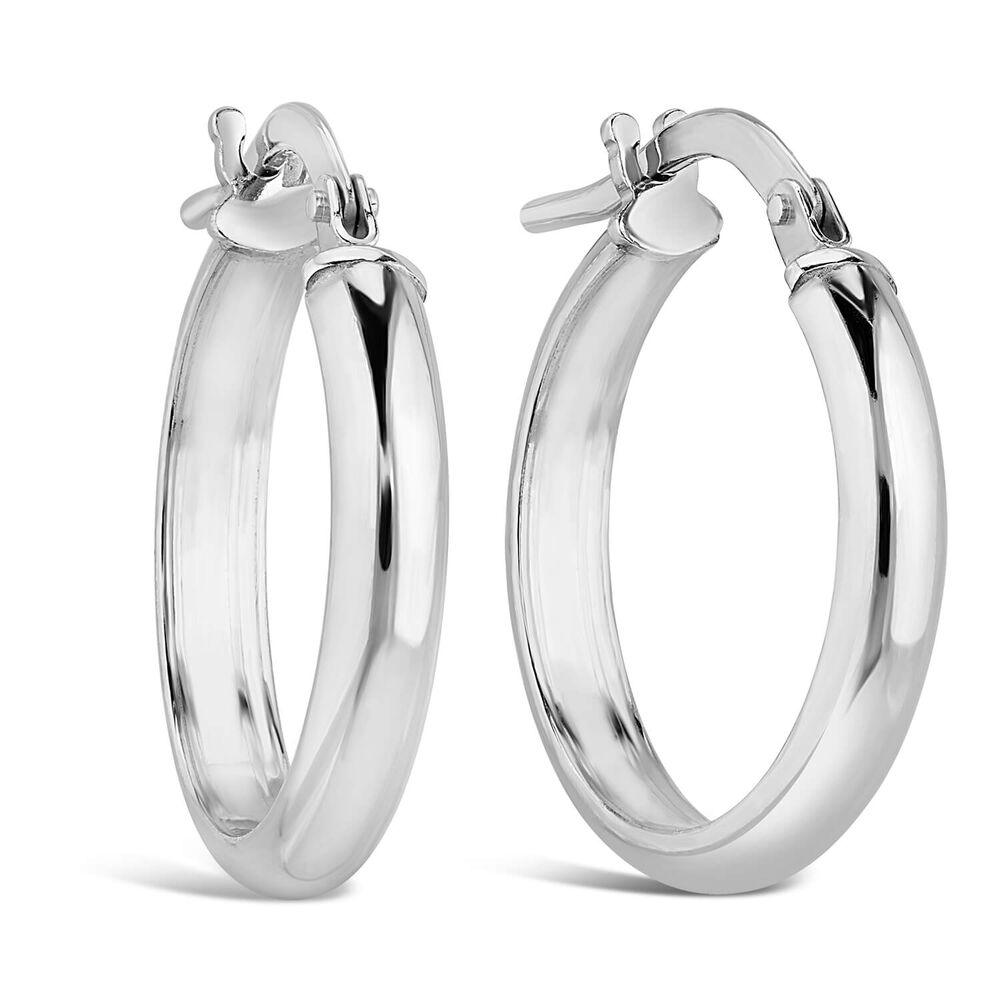 Sterling Silver 15mm Plain Hoop Earrings image number 1