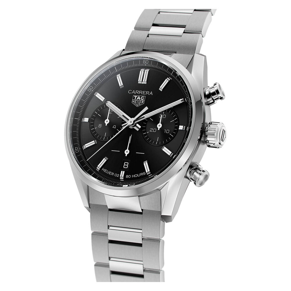 TAG Heuer Carrera 42mm Black Dial Chronograph Steel Case Bracelet Watch