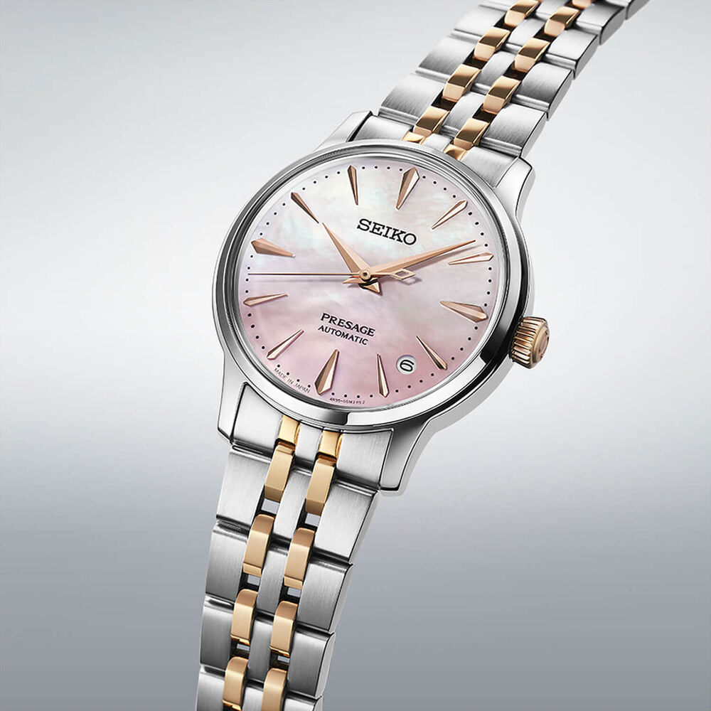 Seiko Presage &lsquo;Springtime&rsquo; Cocktail Time Limited Edition 34mm Pink Dial Steel Bracelet Watch image number 3
