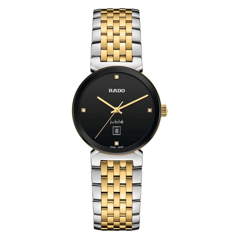 Rado Florence 30mm Quartz Black Diamond Dot Dial Steel & Yellow Gold Case Bracelet Watch