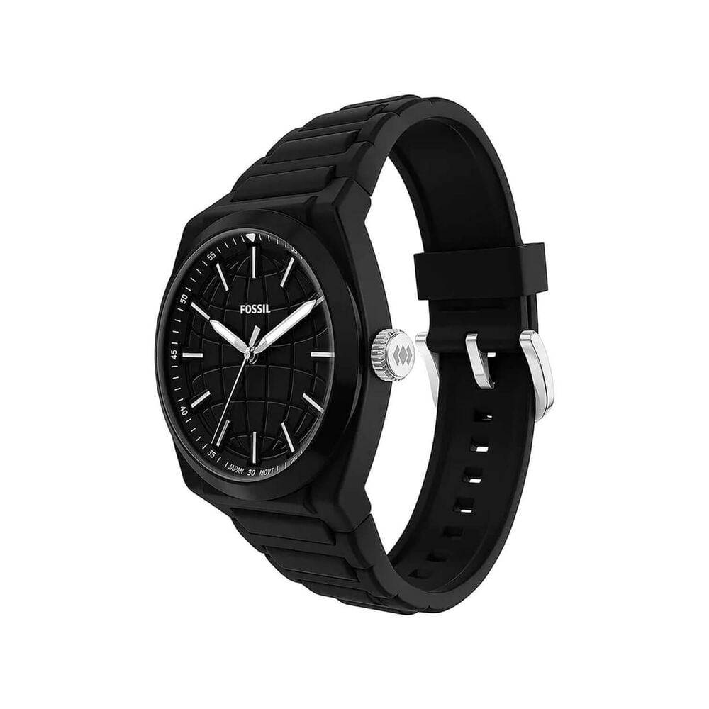 Fossil Everett 42mm Black Dial & Silicone Strap Watch