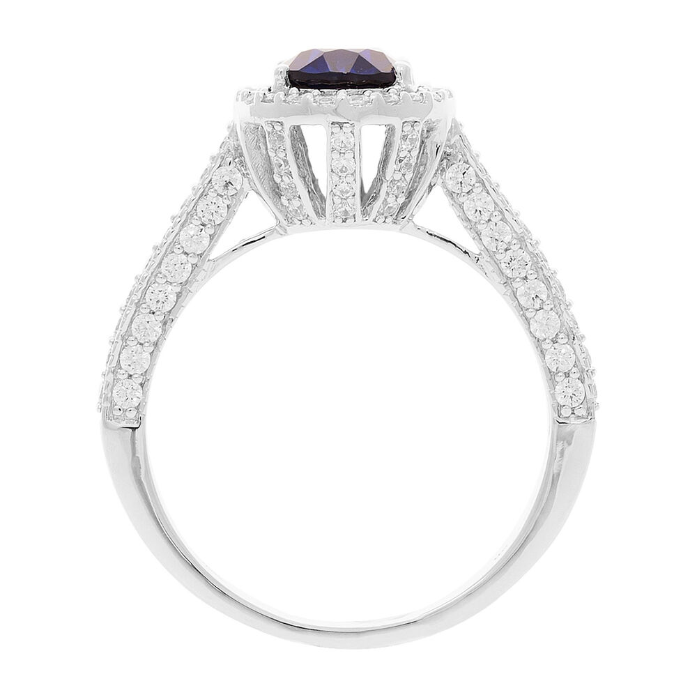 9ct White Gold Created Sapphire and Cubic Zirconia Ring image number 2