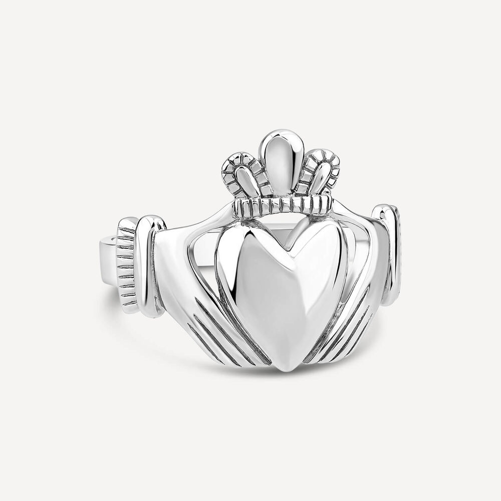 Sterling Silver Large Heart Claddagh Ring image number 2