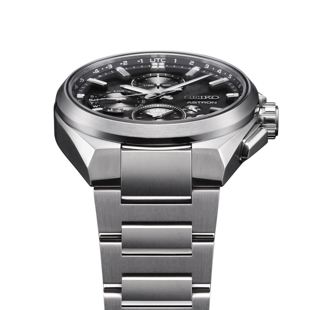 Seiko Astron GPS Solar 5X Dual-Time Chronograph Celestial Grey Dial Titanium Bracelet Watch image number 3