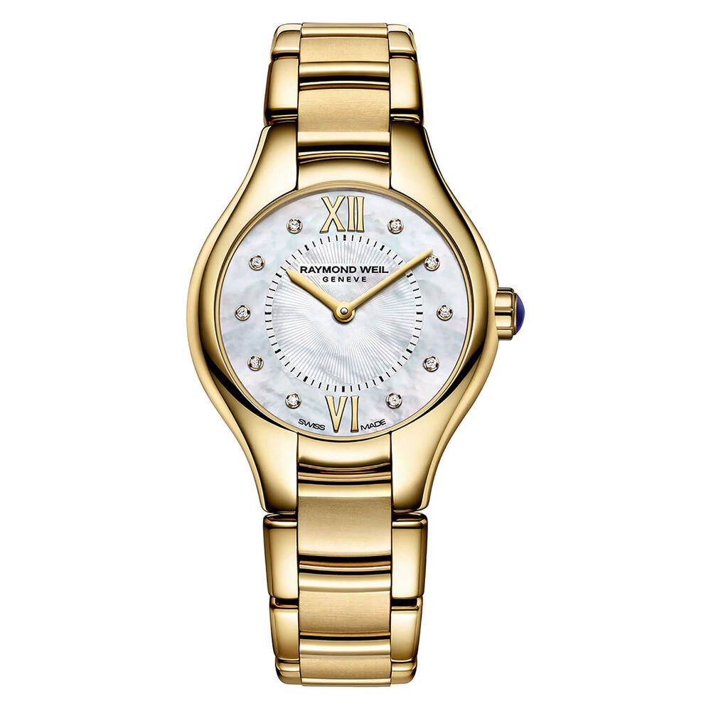 Pre-Owned Raymond Weil Noemia 29mm MOP Dial Diamonds Yellow Gold Steel Bracelet Watch
