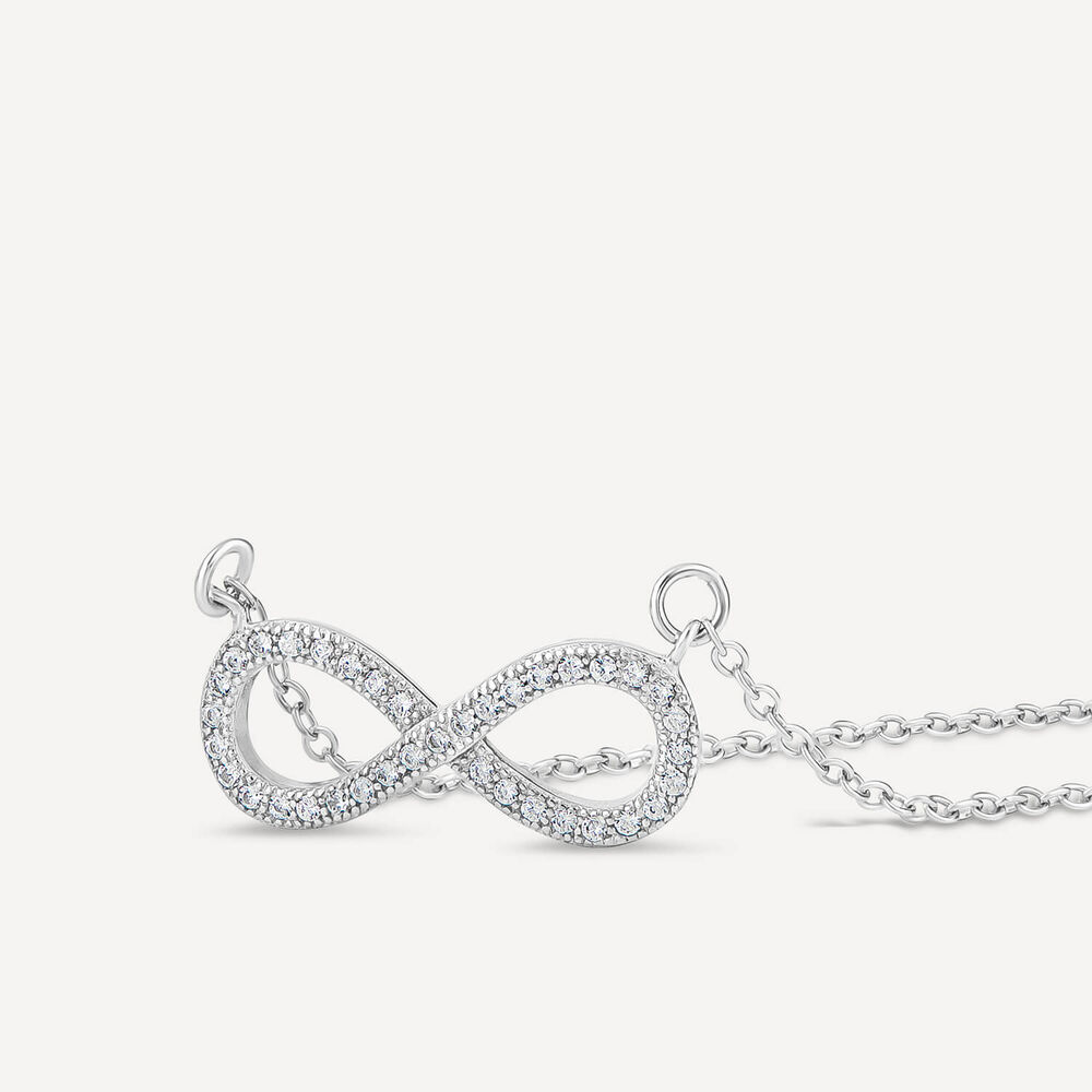 Sterling Silver Cubic Zirconia Inifinity Necklet image number 1