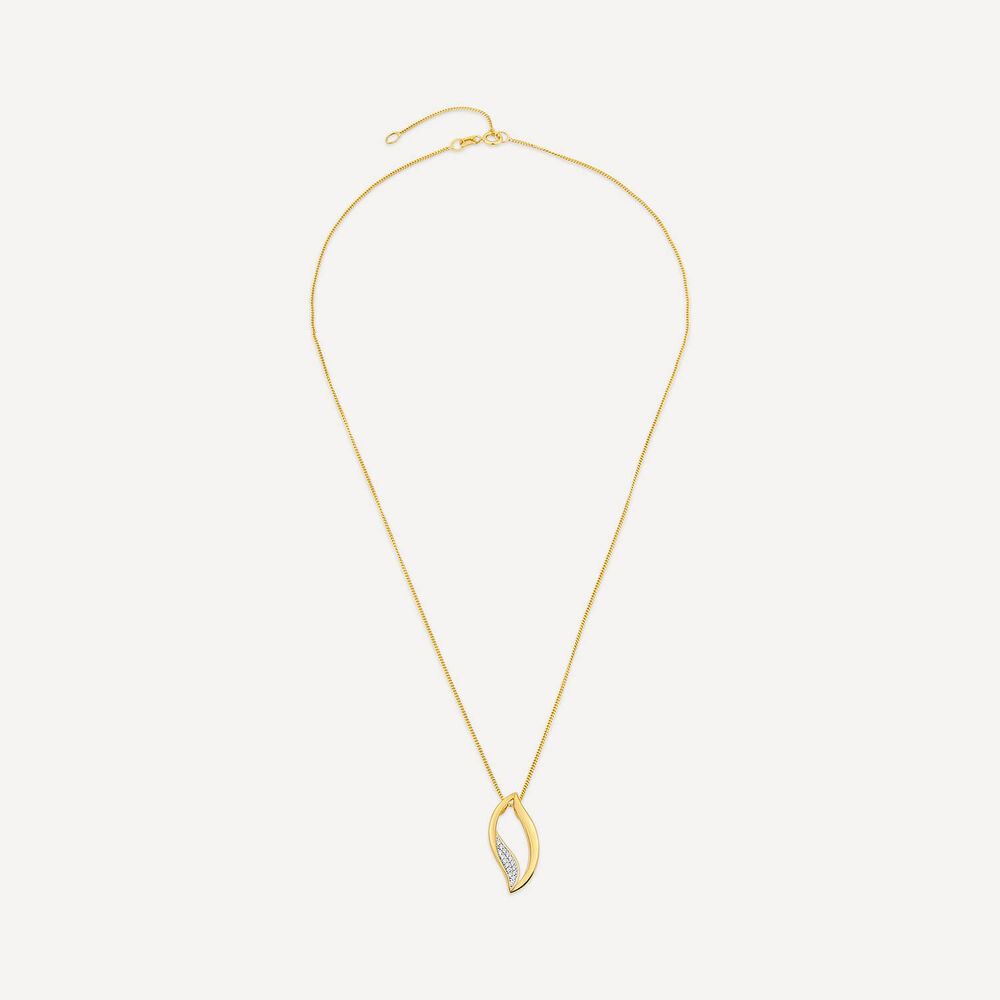 9ct Yellow Gold Open Diamond Flame Pendant image number 2