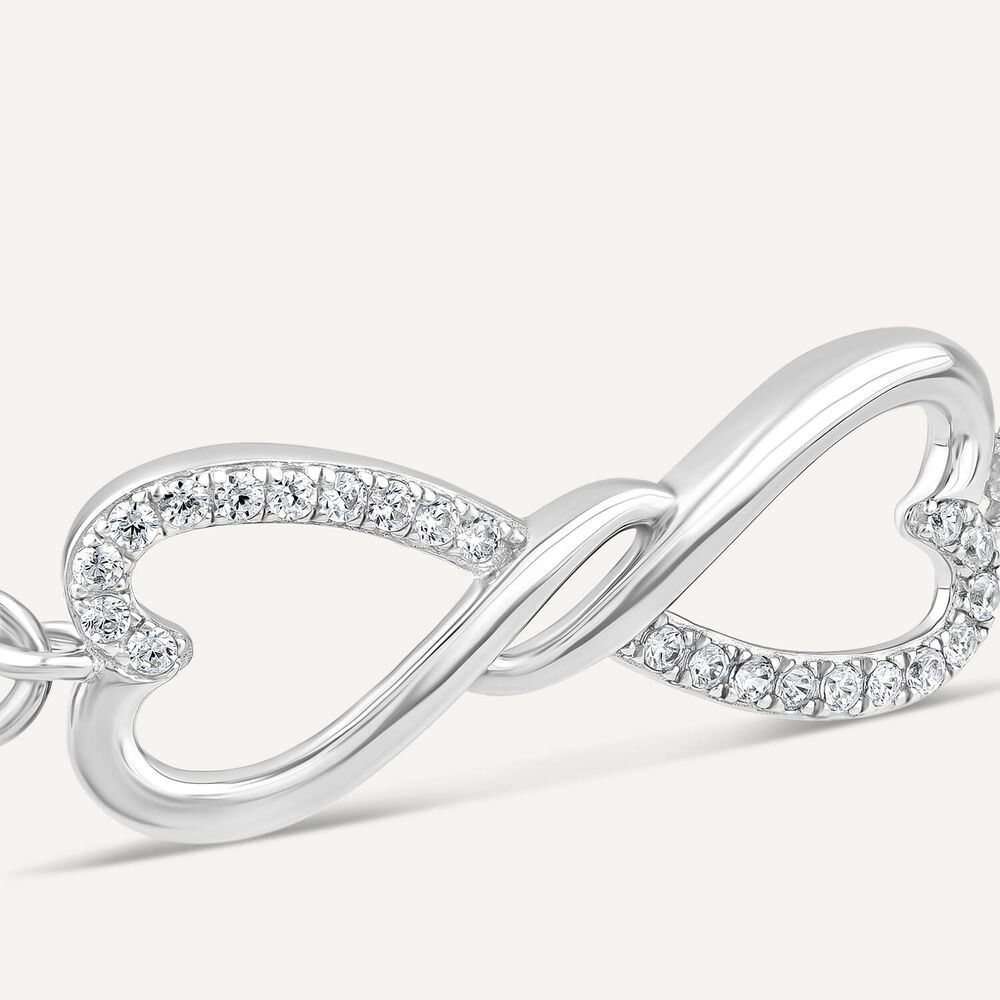 Sterling Silver Infinity Pave Cubic Zirconia & Polished Bangle image number 4