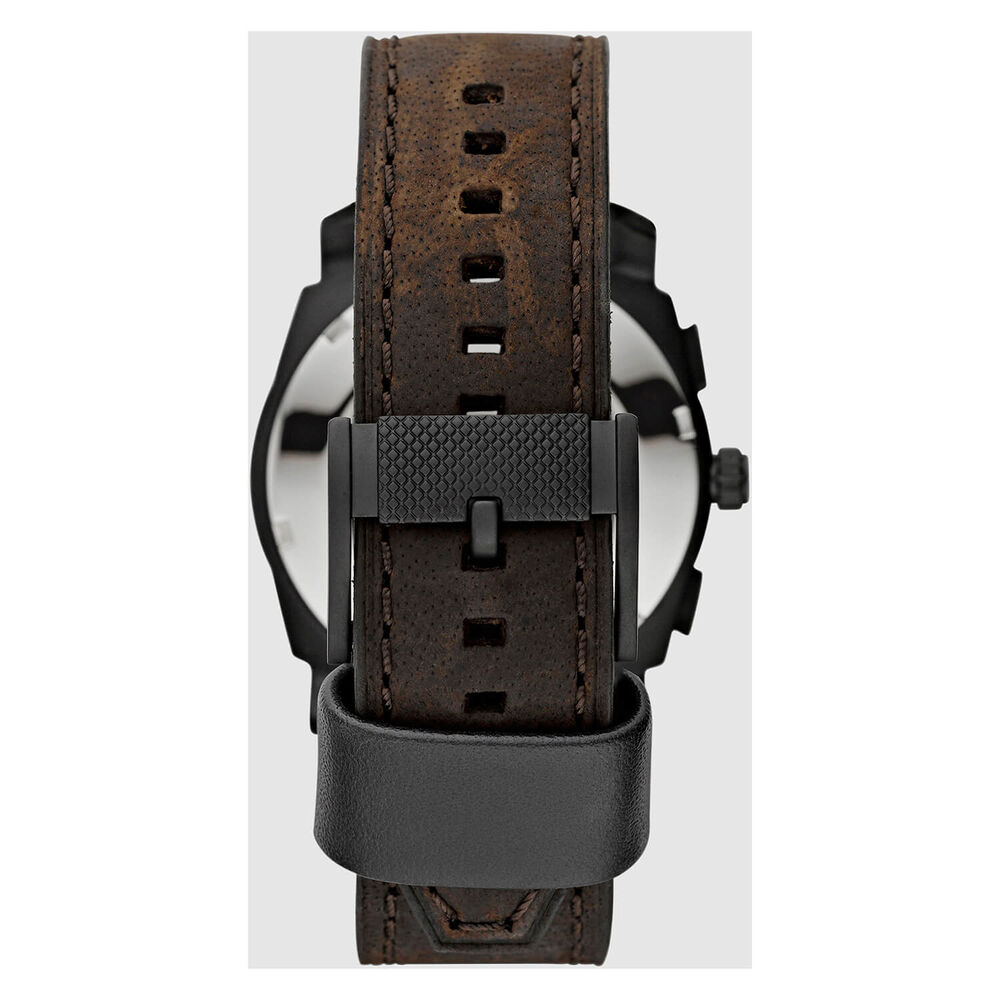 Fossil Machine 42mm Black Chronograph Dial Black PVD & Steel Case Brown Leather Strap Watch image number 4