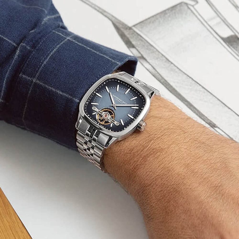 Raymond Weil Freelancer Calibre RW1212 Automatic 40x40mm Blue Dial Steel Bracelet Watch image number 4