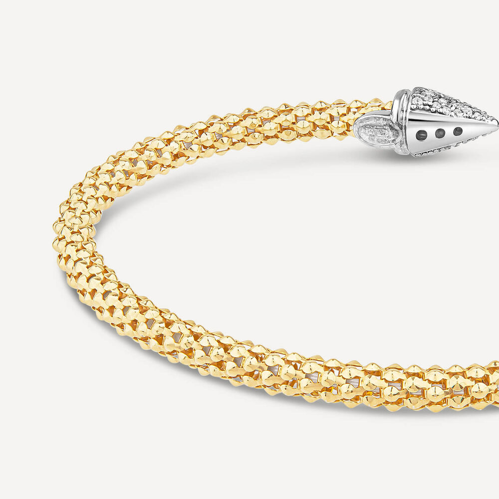 Silver & Yellow Gold Plated Popcorn Cubic Zirconia Cone Bangle image number 4
