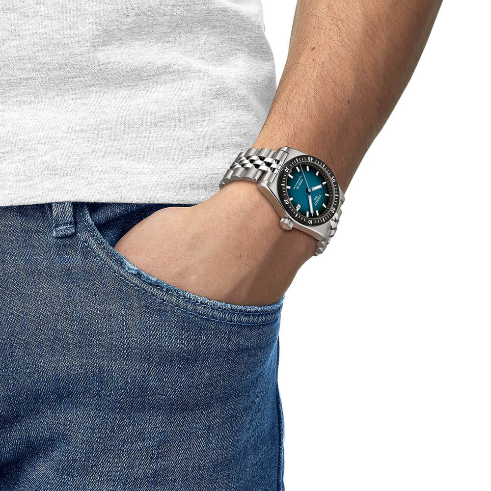 Tissot PR516 Powermatic 80 38mm Blue Dial Steel Bracelet Watch