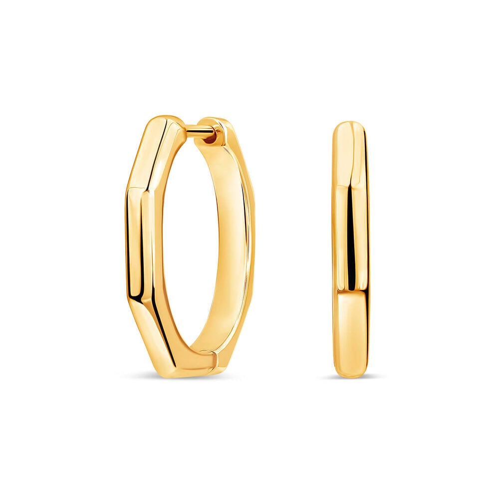 Yellow Gold Plated Sterling Silver Bamboo Shape Hoop Earrings