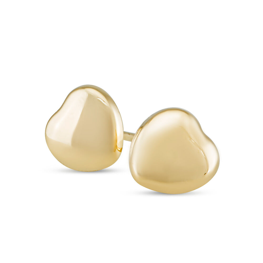 9ct Yellow Gold Polished Plain Heart Stud Earrings image number 2