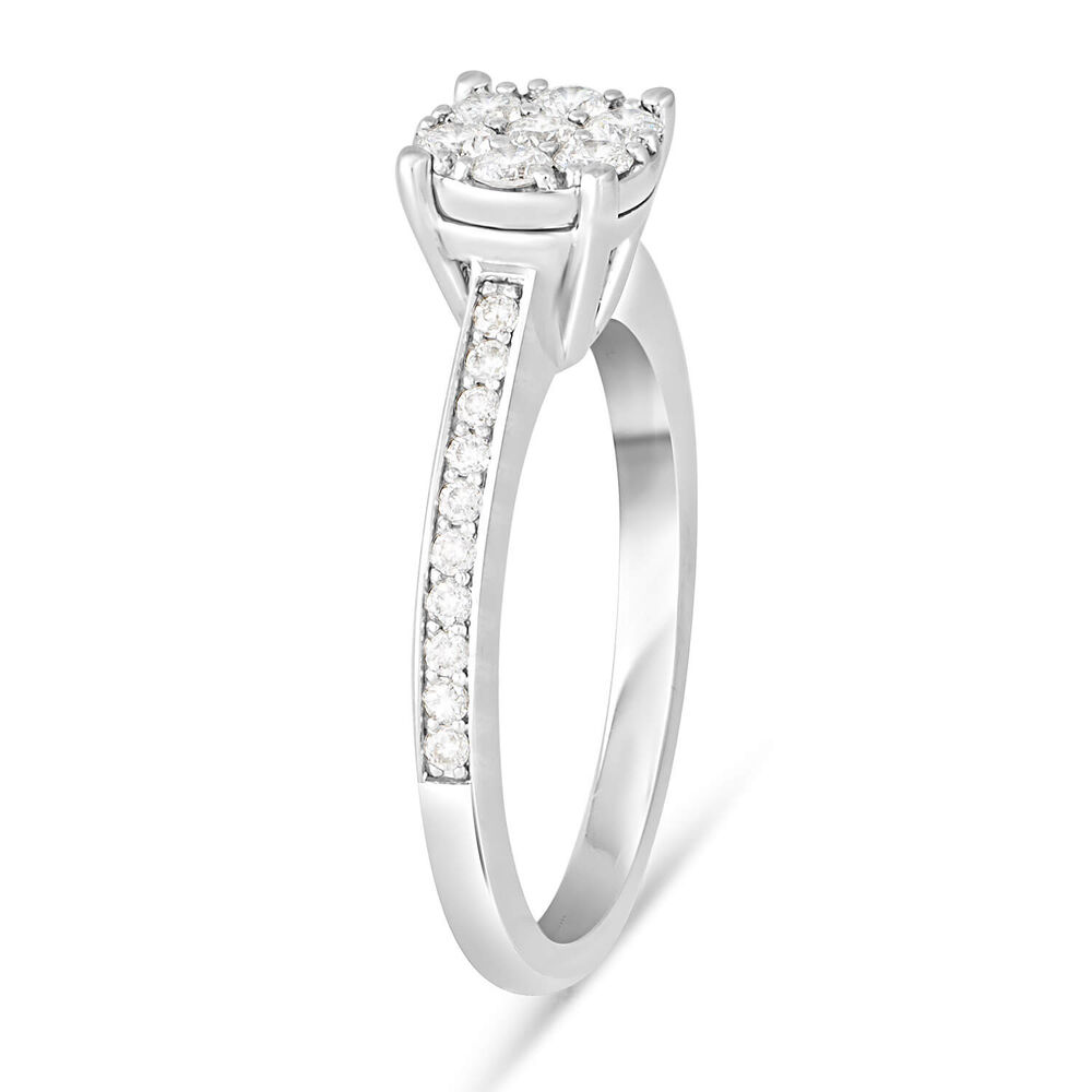 9ct white gold 0.45 carat diamond bridal cluster ring image number 2