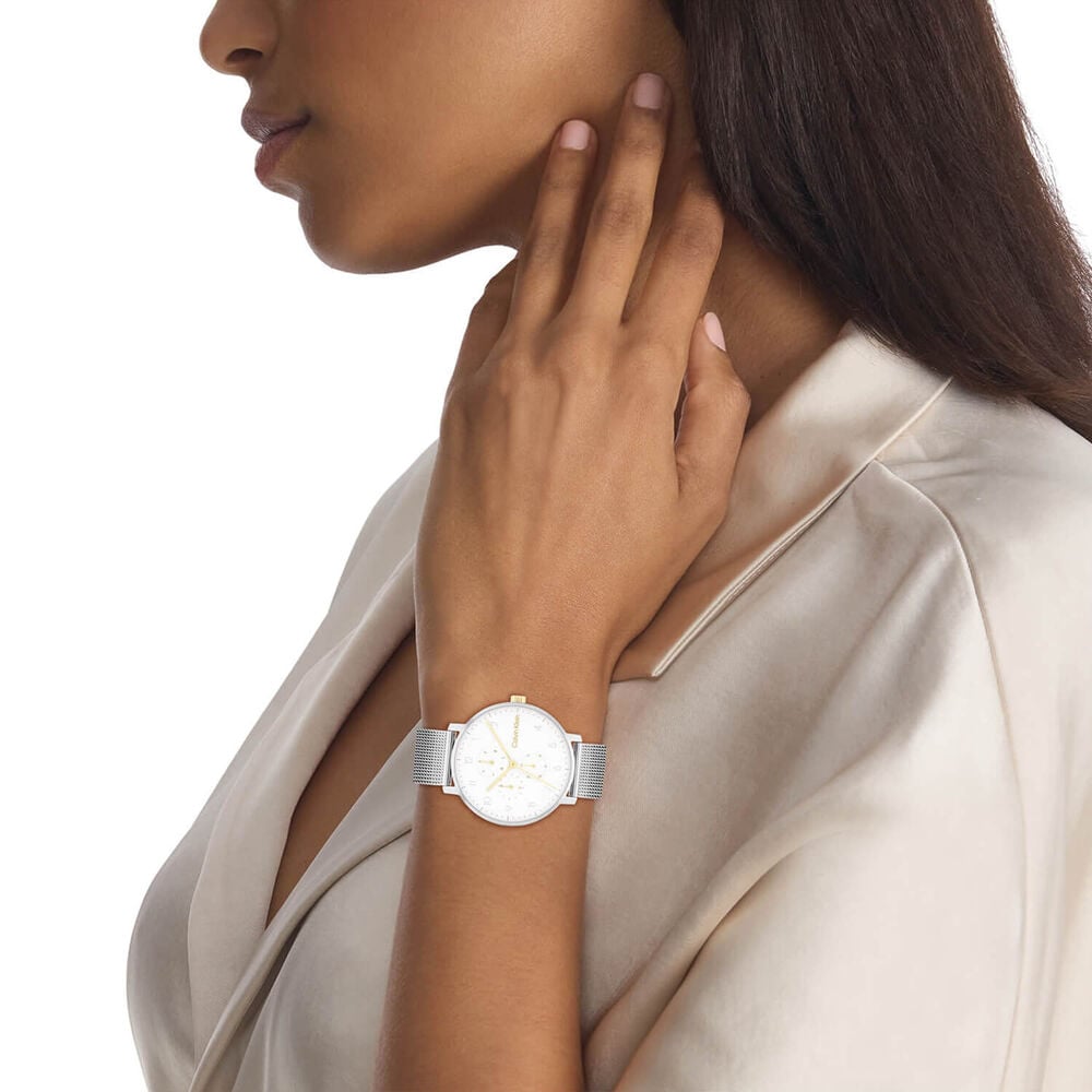 Calvin Klein 40mm White Dial Stainless Steel Mesh Bracelet Watch image number 3