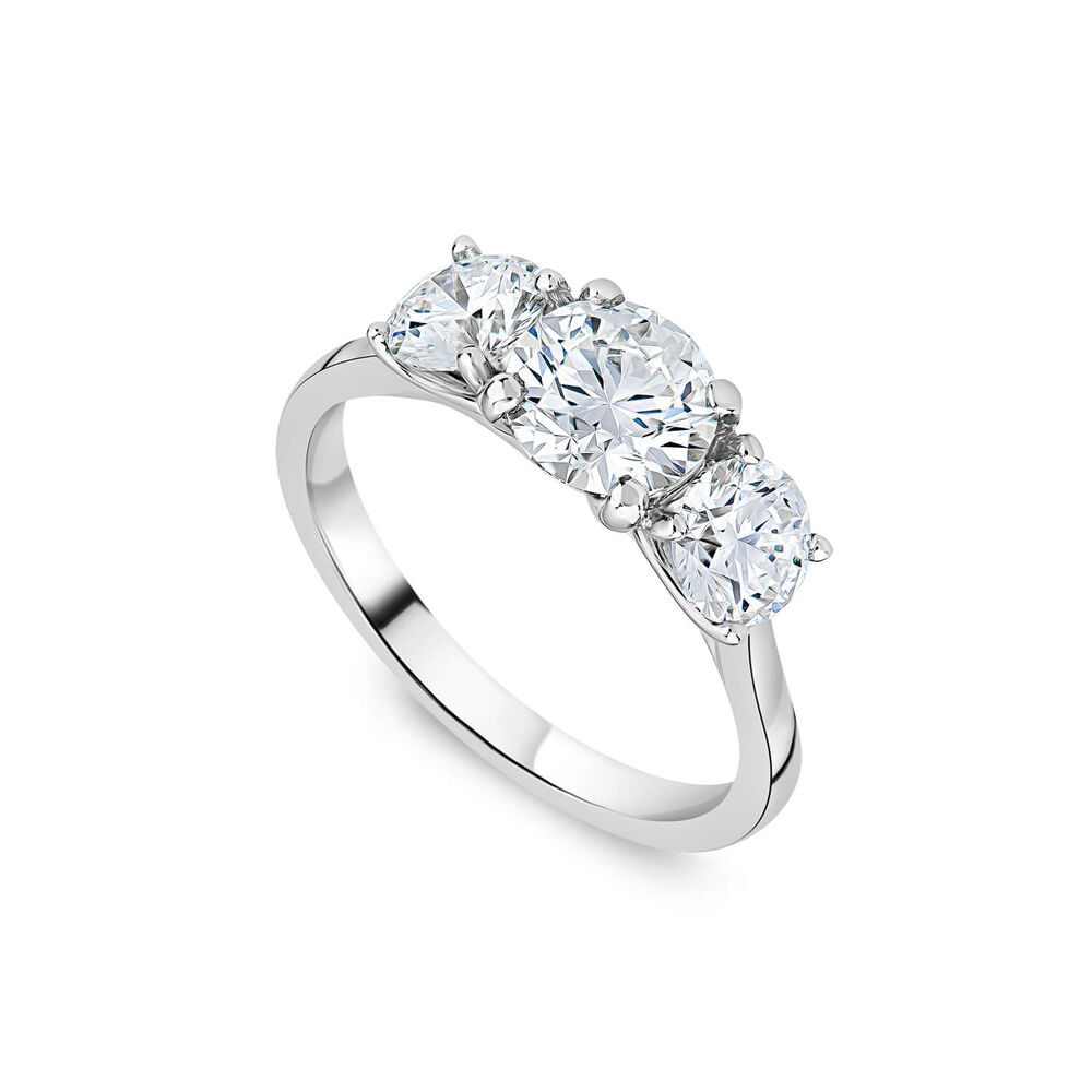 Born Platinum 2ct 3 Round Brilliant Stone Diamond Ring image number 0