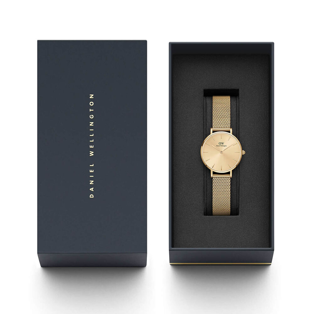 Daniel Wellington Petite Unitone 28MM Yellow Gold PVD Round Dial And Mesh Bracelet Watch image number 2