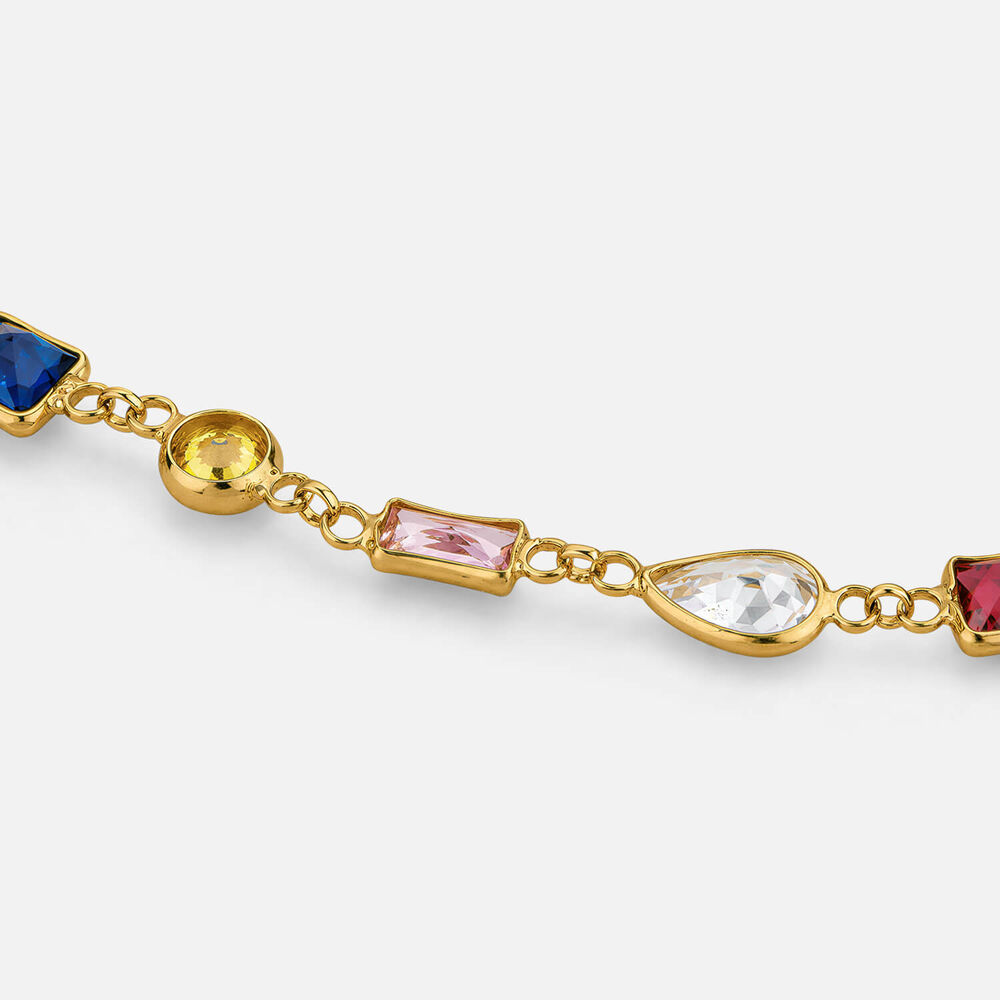 Yellow Gold Plated Sterling Silver Multi Shape & Colour Cubic Zirconia Bracelet