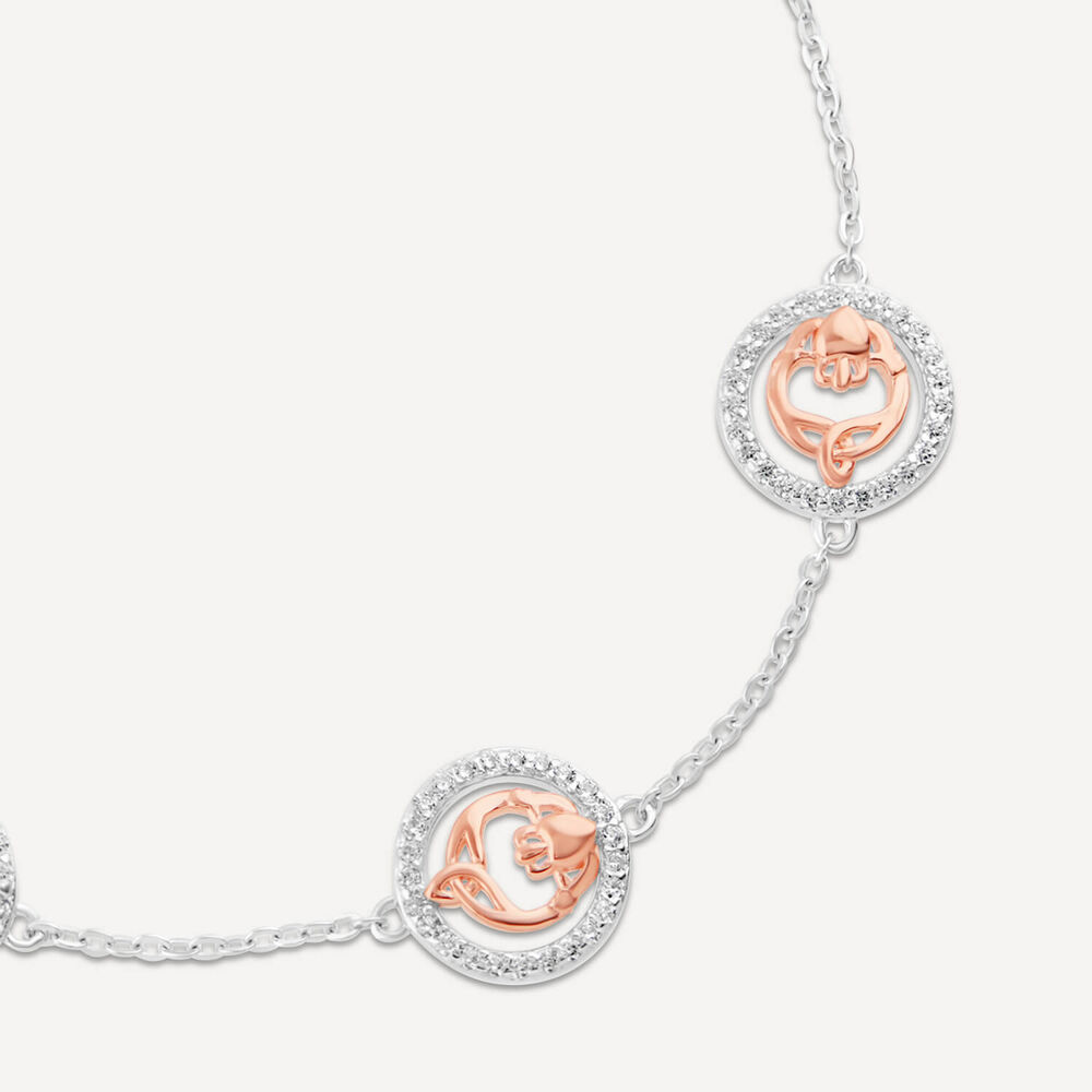 Sterling Silver & Rose Gold Plated Claddagh Trinity Knot Bracelet