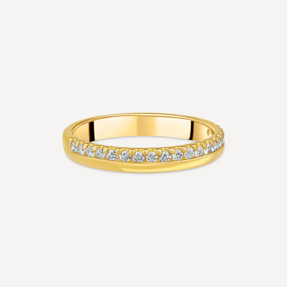 9ct Yellow Gold 3mm 0.20ct Diamond Offset Wedding Ring image number 2