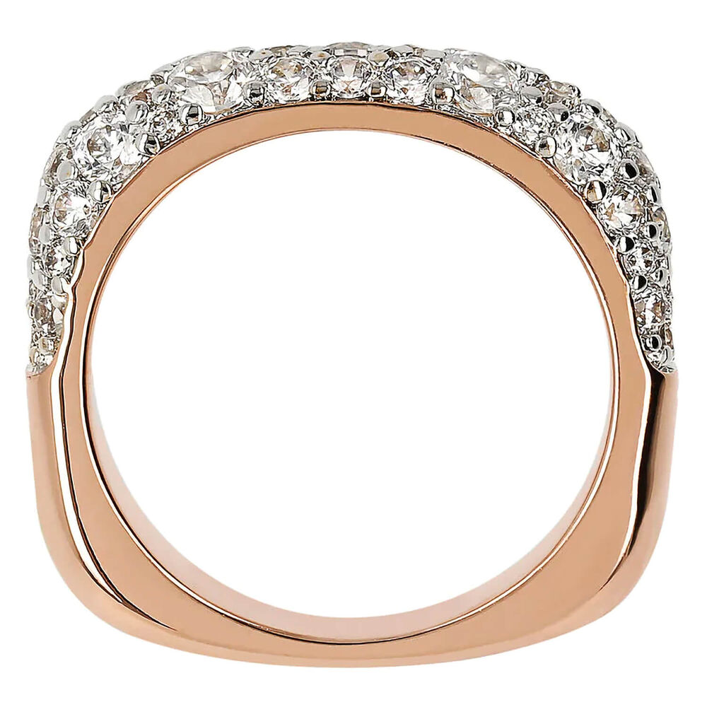Bronzallure Riviera 18ct Rose Gold Plated Cubic Zirconia Square Shaped Ring (Size N)