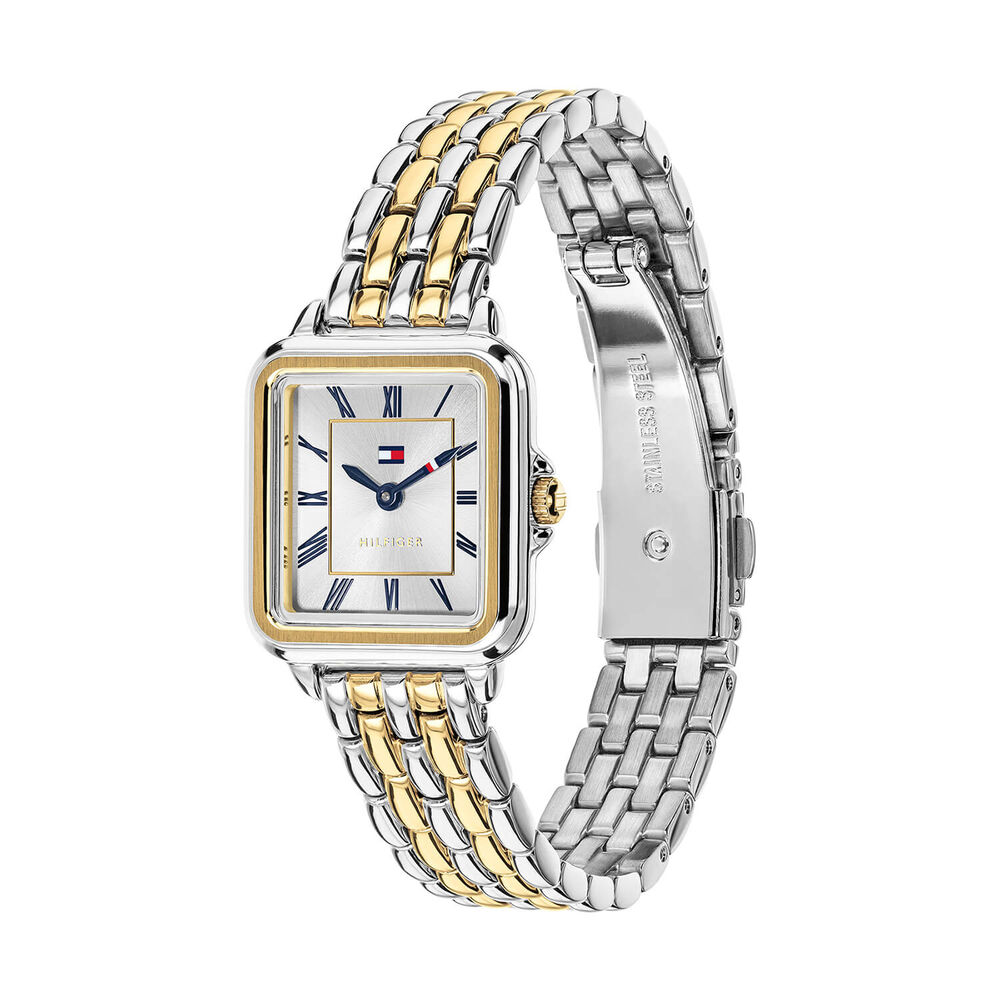 Tommy Hilfiger 24x22.5mm Silver Dial Two Tone Steel Bracelet Watch