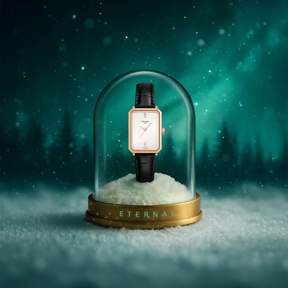 Tissot SRV 21.8mm Mother of Pearl Dial Black Leather Strap Watch image number 3