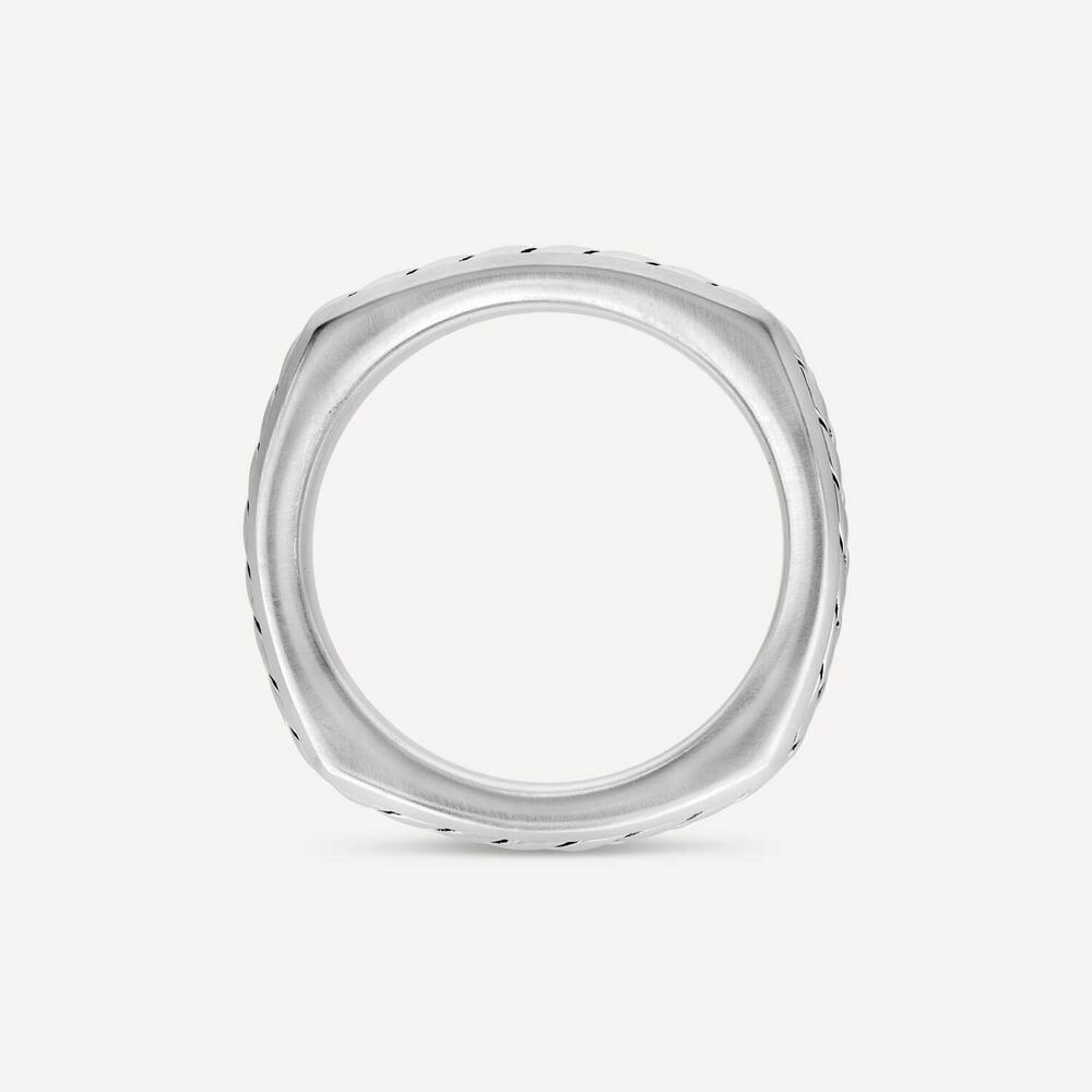 Sterling Silver Herringbone Square Ring