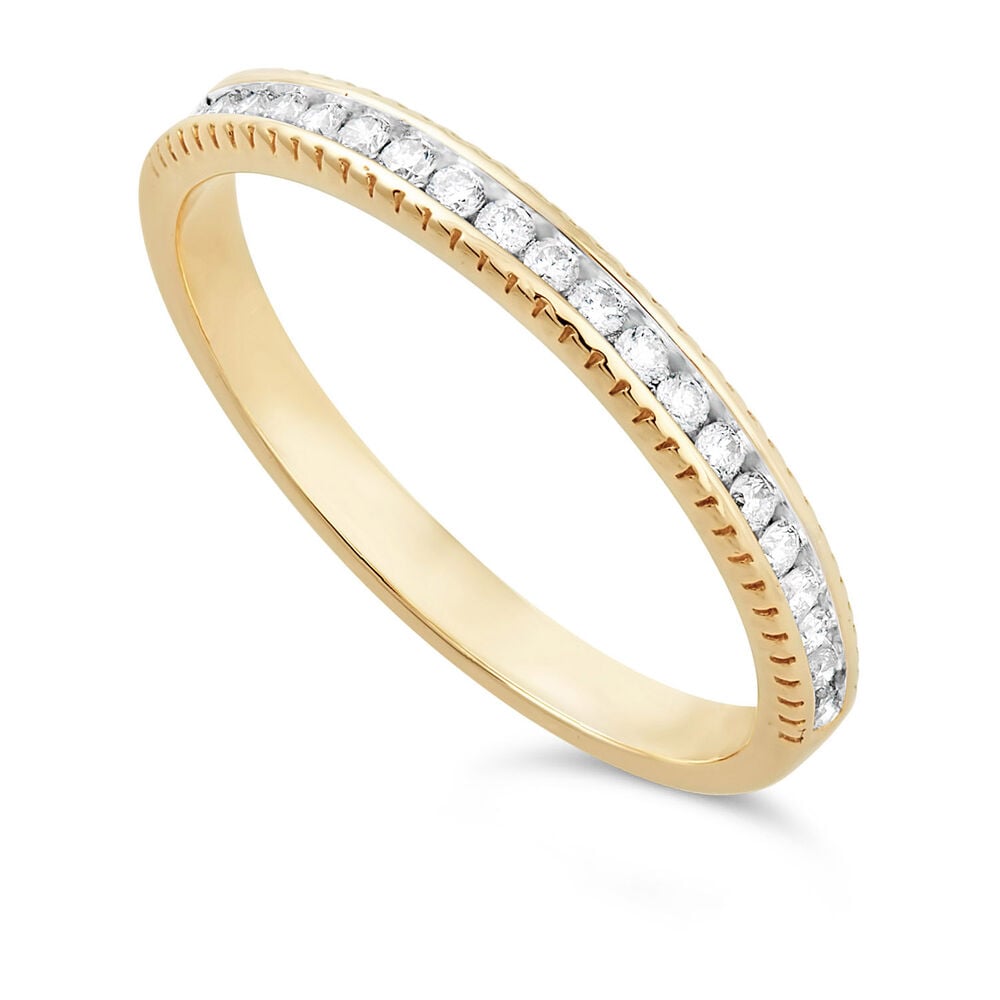 9ct Yellow Gold 0.15ct Diamond Milgrain Channel Set Half Eternity Ring