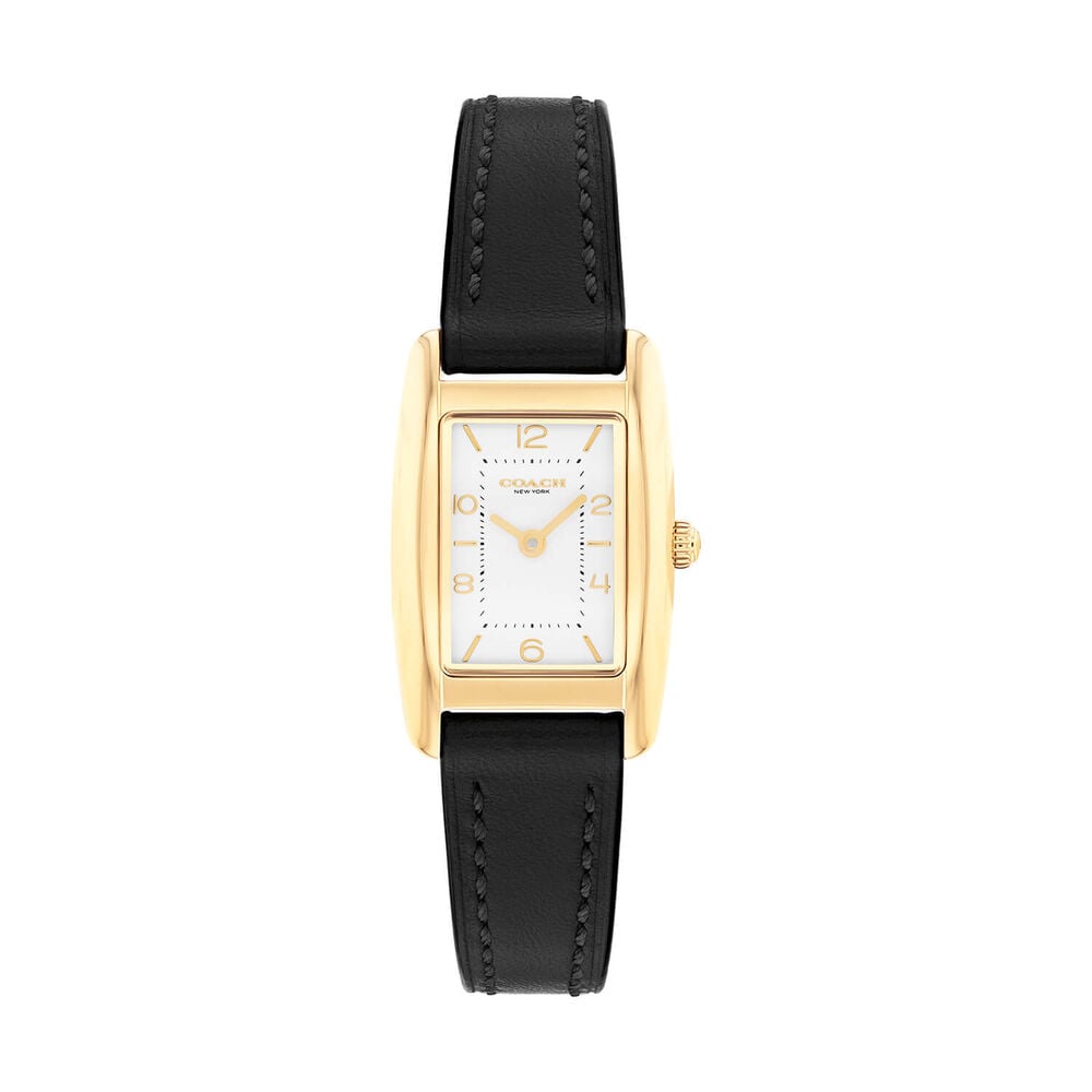 Coach Reese 20x30mm White Dial Black Leather Strap  Watch
